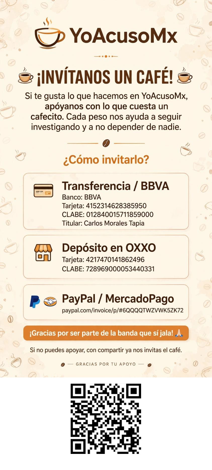 Invítanos un café — escanea el QR