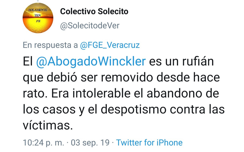 Winckler no fungía como un fiscal, era un operador político:&nbsp;colectivo